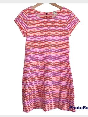 Hatley Pink Orange Geometric Print Knit Dress Size Small